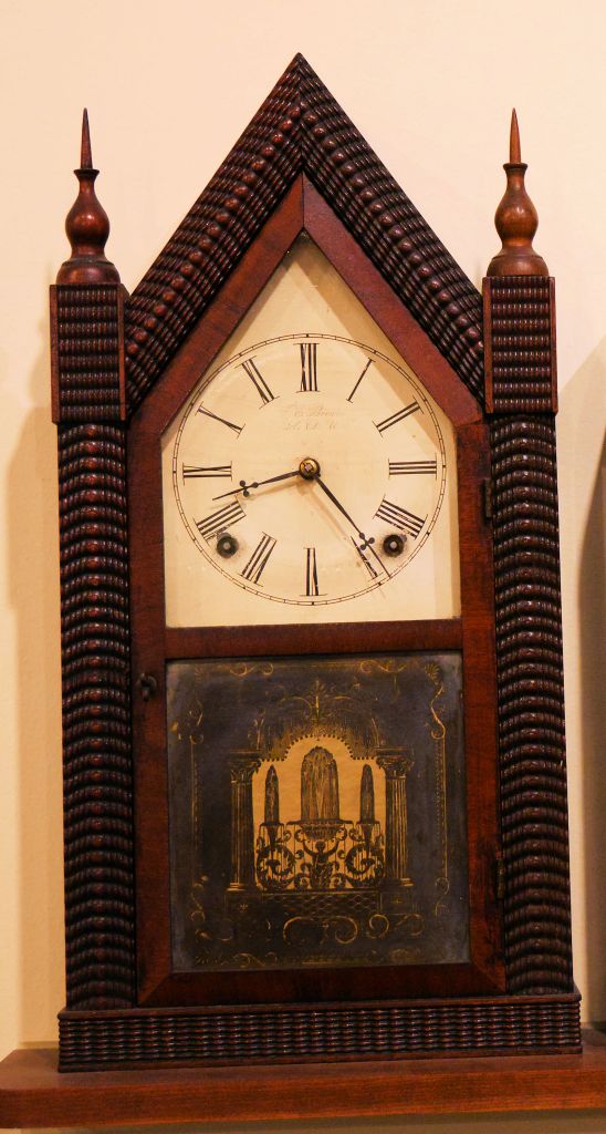 An unusual "ribbed" style steeple clock